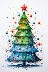 Whimsical Watercolor Christmas Tree 7