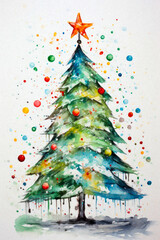 Whimsical Watercolor Christmas Tree 17