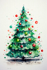 Whimsical Watercolor Christmas Tree 25