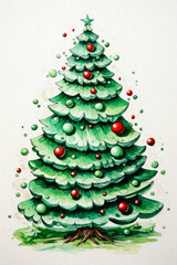 Whimsical Watercolor Christmas Tree 114