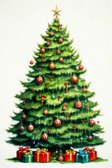 Whimsical Watercolor Christmas Tree 143
