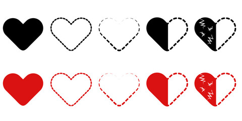 Vector set of hearts. Heart icons are a stylish symbol of life. Cute hearts set. Vector icons of hearts,
Symbol of love vector. Saint Valentine vector.