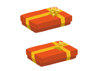 長方形型のプレゼントボックス　イラストセット
