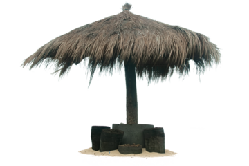 Beach gazebo with a roof made of thatch