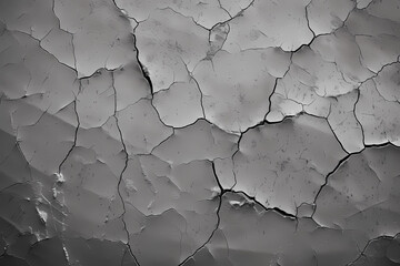 Black and white photo of a cracked concrete surface