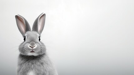 Fototapeta premium cute animal pet rabbit or bunny gray color smiling and laughing isolated with copy space for easter background, rabbit, animal, pet, cute, fur, ear, mammal, background, celebration, generate by AI
