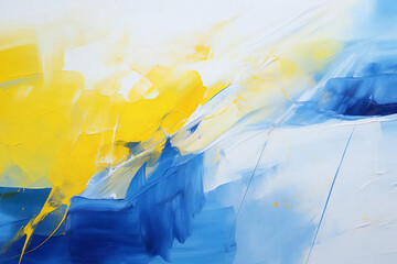 blue and yellow oil paint painting, Generative AI