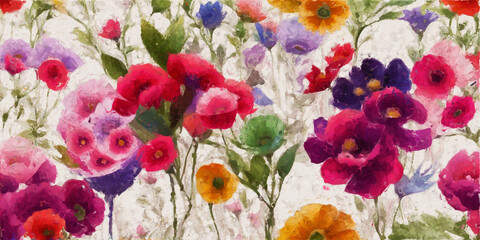 Elegant and beautiful oil illustration flowers