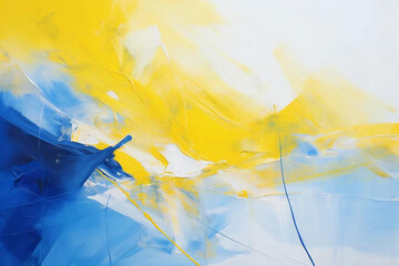 blue and yellow oil paint painting, Generative AI