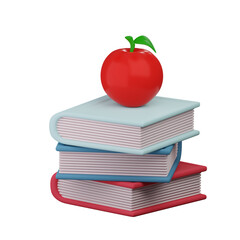 Book and Apple 3d Icon Illustration