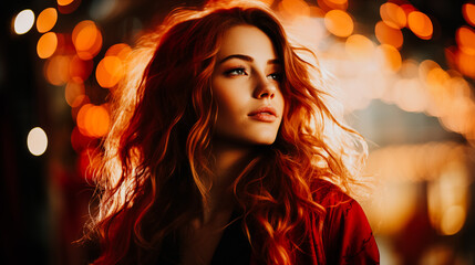 Portrait de jeune fille avec de long cheveux bruns