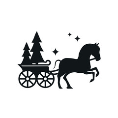 Horse Carriage Christmass Logo Vectort Modern Design 