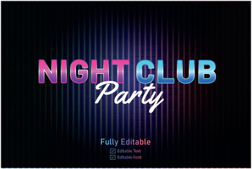 Obraz premium Vector neon effect logo for neon text effect and neon light night party editable text effect and night club