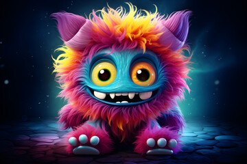Cute monster with horns