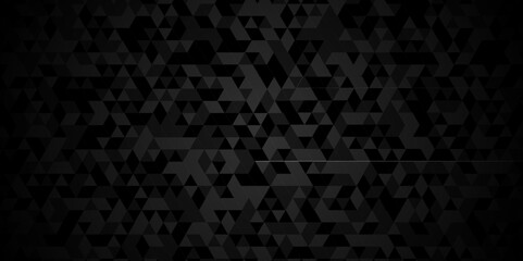 Modern abstract seamless geometric low poly black and gray pattern background. Geometric print composed of triangles. Black and gray wall rough triangle tiles pattern mosaic background.