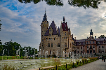 Fototapeta premium The Palace in Moszna (German: Schloss Moschen) is a historic residence located in the village of Moszna, Opole Voivodeship, between the towns of Prudnik and Krapkowice 