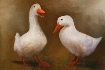 Naklejka na ściany i meble A duck pair painting
