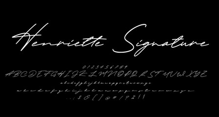 Henriette signature font script vector lettering. Best Alphabet Alphabet Brush Script Logotype Font lettering handwritten
