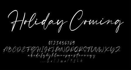 Fototapeta na wymiar Holiday christmas font script vector lettering. Best Alphabet Alphabet Brush Script Logotype Font lettering handwritten