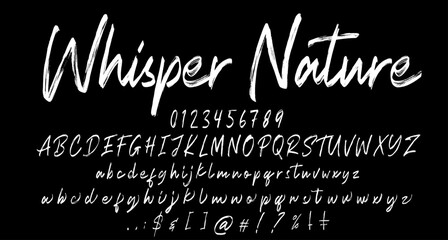 Obraz premium Nature Brush font script vector lettering. Best Alphabet Alphabet Brush Script Logotype Font lettering handwritten
