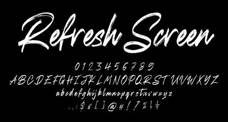 refresh Screnn brush font script vector lettering. Best Alphabet Alphabet Brush Script Logotype Font lettering handwritten - obrazy, fototapety, plakaty
