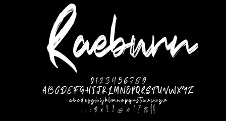 raeburn Brush font script vector lettering. Best Alphabet Alphabet Brush Script Logotype Font lettering handwritten