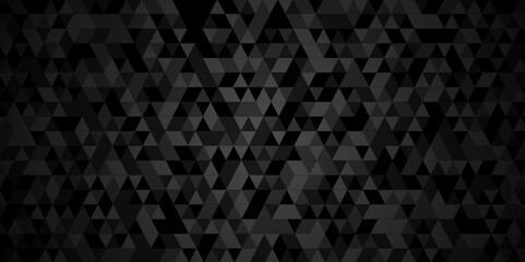 Modern abstract seamless geometric low poly dark black pattern background. Geometric print composed of triangles. Black triangle tiles pattern mosaic background.