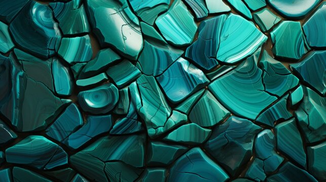 Image filled with polished malachite stones, Made with Generative AI.