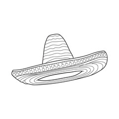 Hand drawn Kids drawing Cartoon Vector illustration sombrero hat Isolated on White Background
