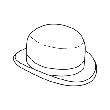 Hand drawn Kids drawing Cartoon Vector illustration bowler hat Isolated on White Background