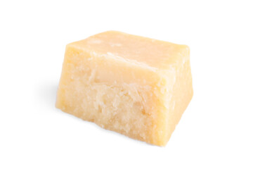 Piece of delicious parmesan cheese isolated on white