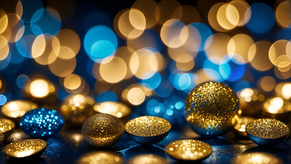 golden christmas balls,
Christmas lights and glitter banner ,
"Opulent Holiday Glamour in Golden Hues"
"Christmas Splendor: Gilded Decorations Shine"