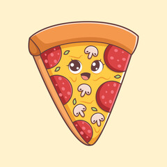 Cute Pizza Character Design Illustration