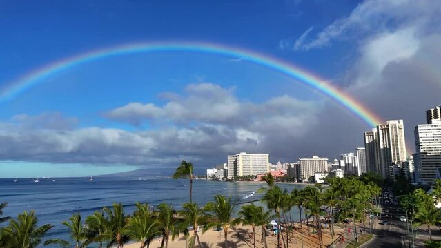 rainbow over the city