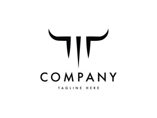 abstract minimal stylish bull head logo design