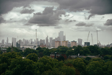 Fototapeta na wymiar time lapse clouds over city