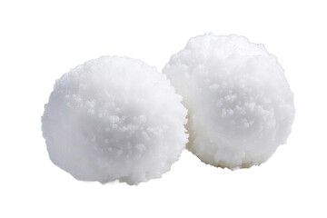 a high quality stock photograph of two snowballs full body in the center isolated on white background