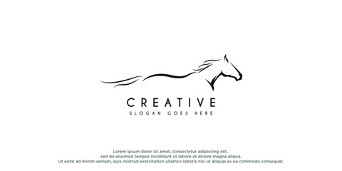 Beauty Horse Ranch Stable Stallion Logo design - obrazy, fototapety, plakaty