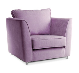 One comfortable light purple armchair isolated on white