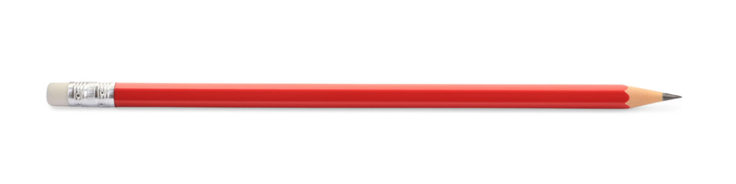One sharp graphite pencil isolated on white