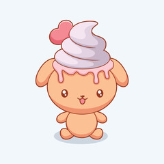 Cute Ice Cream Character Design Illustration