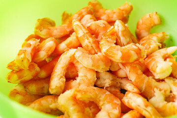Fresh shrimps peeled off