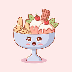 Cute Ice Cream Character Design Illustration