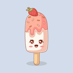 Cute Ice Cream Character Design Illustration