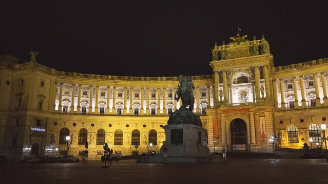 Night front view of Hofburg Palace in Vienna