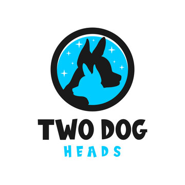 two dog heads vector illustration logo