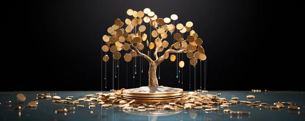 Foto op Canvas tree growing of accumulating wealth money investment overtime, building retirement or capital assets portfolio , success in business and startups or making income of trading and dividend stock market © sizsus