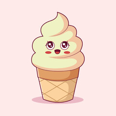 Cute Ice Cream Character Design Illustration