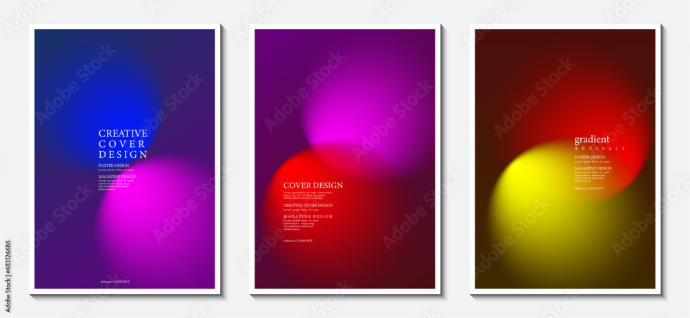 Poster posters collection of graphic design and print media ideas. blurred background with modern abstract 