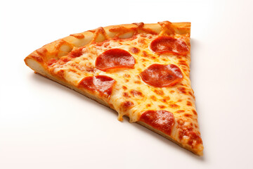 Slice of Italian pizza isolated on white background